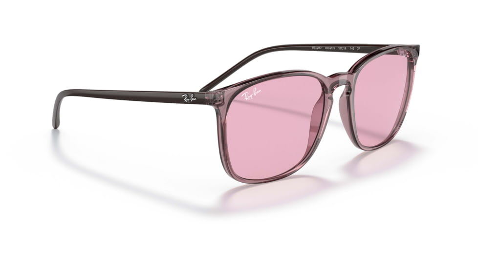Ray-Ban RB4387 Sunglasses, Evolve Photo Pink to Blue Lenses, Transparent Violet, 56, RB4387-6574Q3-56