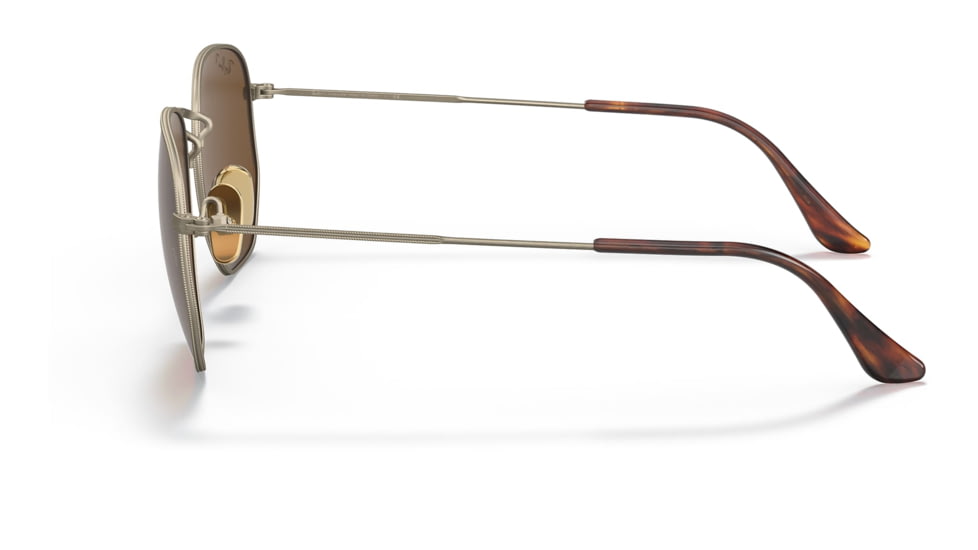 Ray-Ban RB8148 Hexagonal Sunglasses, Demigloss Antique Gold Frame, Brown Lens, Polarized, 51, RB8148-920757-51