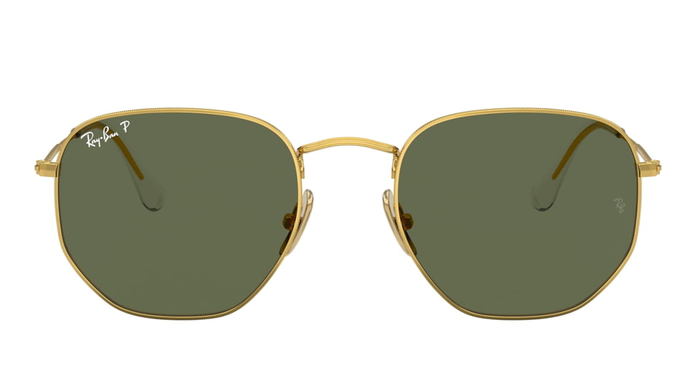 Ray-Ban RB8148 Hexagonal Sunglasses, Legend Gold, Green Lens, Polarized, 51, RB8148-921658-51