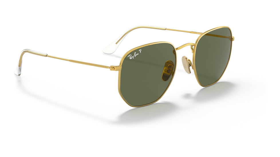 Ray-Ban RB8148 Hexagonal Sunglasses, Legend Gold, Green Lens, Polarized, 51, RB8148-921658-51