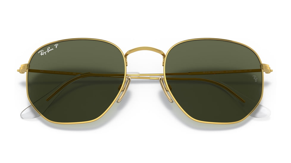 Ray-Ban RB8148 Hexagonal Sunglasses, Legend Gold, Green Lens, Polarized, 51, RB8148-921658-51