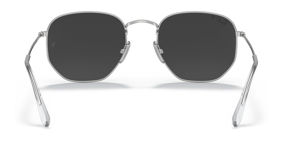 Ray-Ban RB8148 Hexagonal Sunglasses, Silver Frame, Black Lens, Polarized, 51, RB8148-920948-51