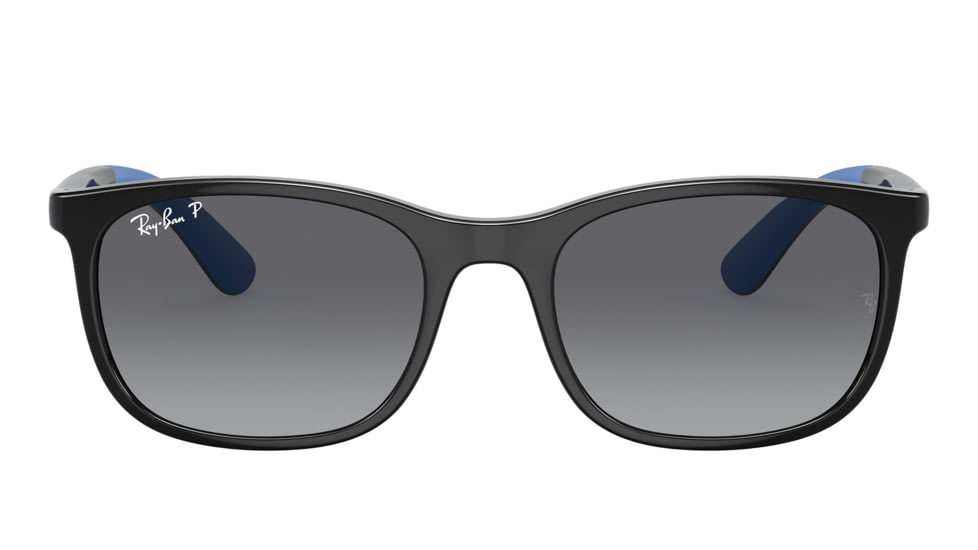 Ray-Ban RJ9076S Sunglasses - Kid's, Black On Rubber Blue Frame, Grey Gradient Polarized Lens, 49, RJ9076S-7122T3-49