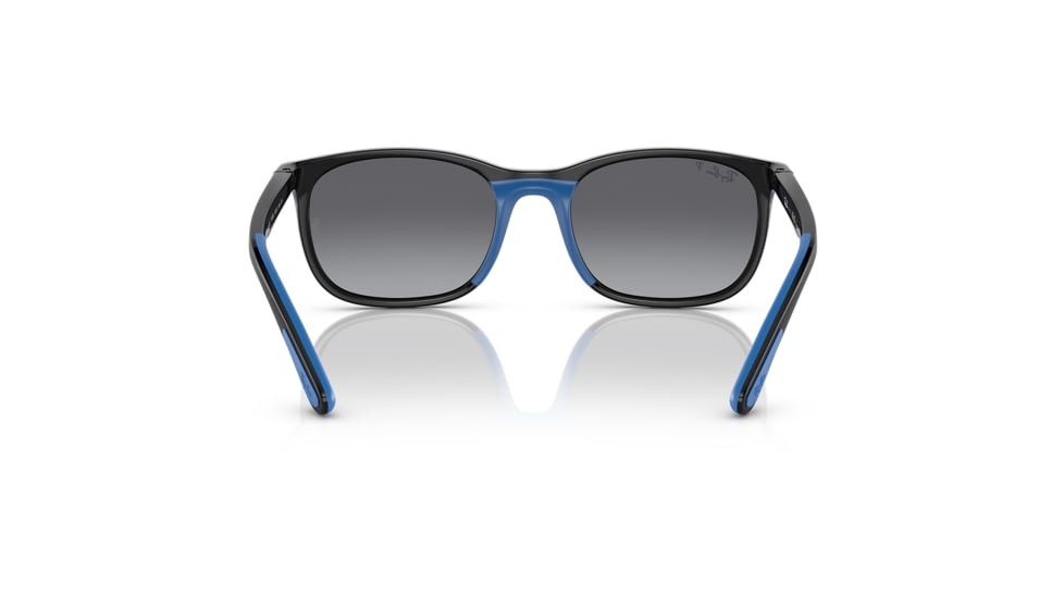 Ray-Ban RJ9076S Sunglasses - Kids, Black On Rubber Blue Frame, Grey Gradient Polarized Lens, 49, RJ9076S-7122T3-49