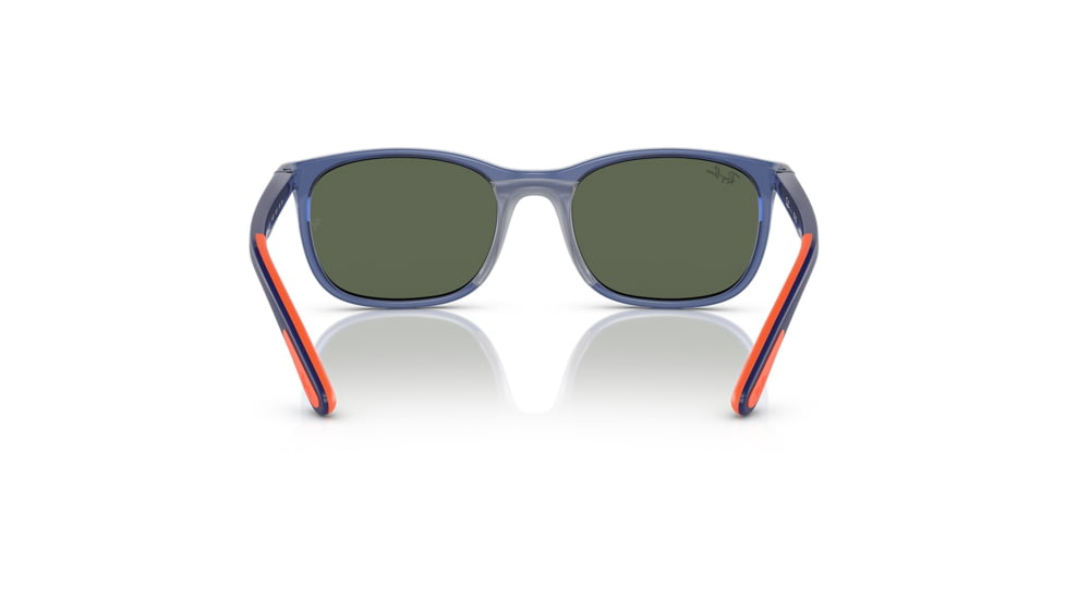 Ray-Ban RJ9076S Sunglasses - Kids, Transp Blue On Rubber Orange Frame, Dark Green Lens, 49, RJ9076S-712471-49