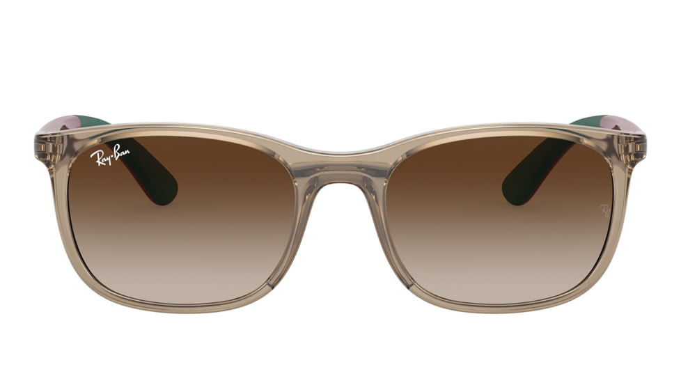 Ray-Ban RJ9076S Sunglasses - Kids, Transp Brown On Rubber Green Frame, Brown Gradient Lens, 49, RJ9076S-712313-49