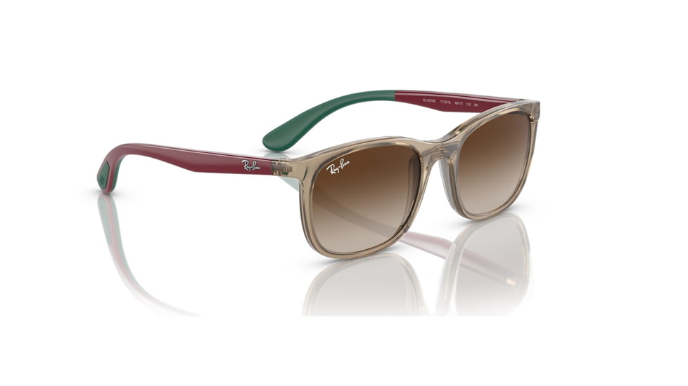 Ray-Ban RJ9076S Sunglasses - Kids, Transp Brown On Rubber Green Frame, Brown Gradient Lens, 49, RJ9076S-712313-49