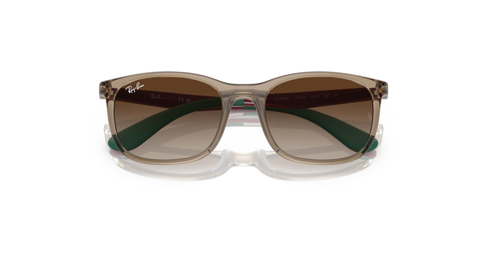 Ray-Ban RJ9076S Sunglasses - Kids, Transp Brown On Rubber Green Frame, Brown Gradient Lens, 49, RJ9076S-712313-49