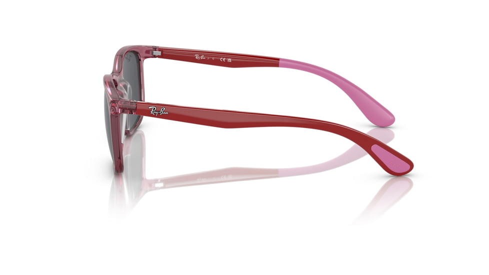 Ray-Ban RJ9076S Sunglasses - Kid's, Transp Pink On Rubber Pink Frame, Dark Grey Lens, 49, RJ9076S-712587-49