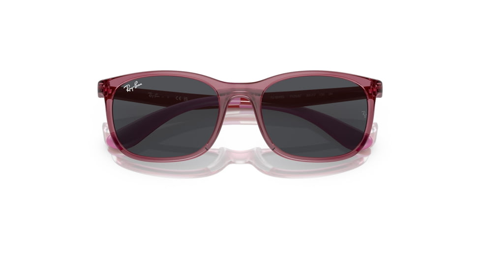 Ray-Ban RJ9076S Sunglasses - Kids, Transp Pink On Rubber Pink Frame, Dark Grey Lens, 49, RJ9076S-712587-49