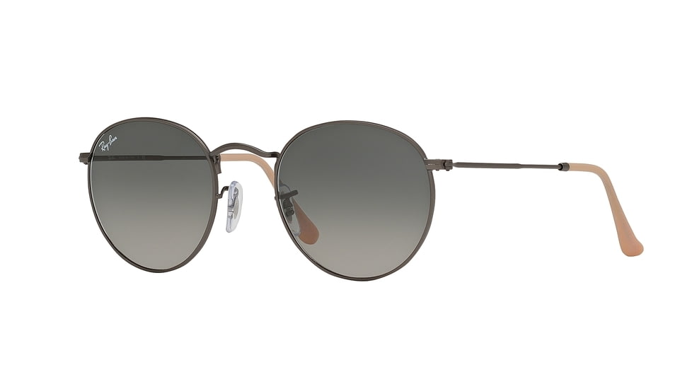 Ray-Ban Round Metal Sunglasses - Men's, Matte Gunmetal Frame, Grey Gradient Dark Grey 50 mm Lenses, RB3447-029-71-50