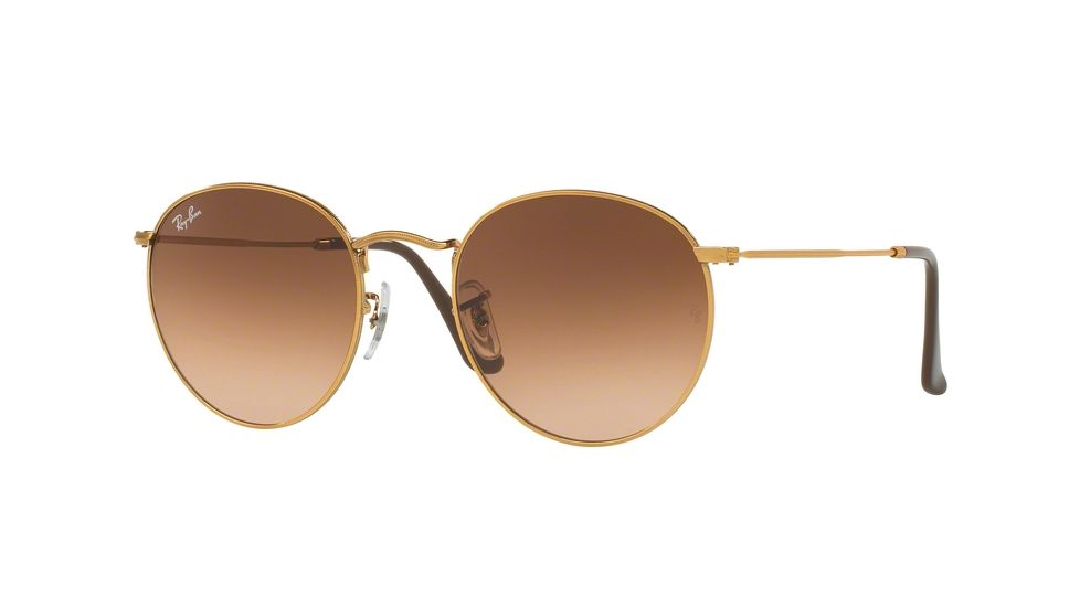 Ray-Ban Round Metal Sunglasses - Men's, Bronze/Copper Frame, Pink Gradient Brown 50 mm Lenses, RB3447-9001A5-50