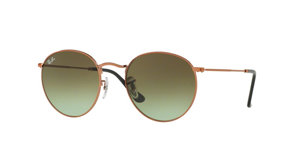 Ray-Ban Round Metal Sunglasses - Men's, Bronze/Copper Frame, Green Gradient Brown 50 mm Lenses, RB3447-9002A6-50