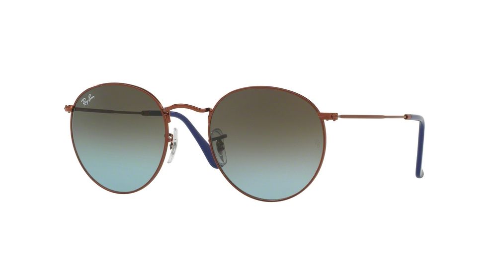 Ray-Ban Round Metal Sunglasses - Men's, Bronze/Copper Frame, Blue Gradient Brown 50 mm Lenses, RB3447-900396-50