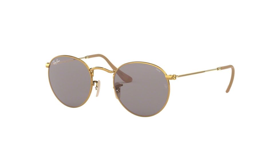 Ray-Ban Round Metal Sunglasses - Men's, Gold Frame, Grey 50 mm Lenses, RB3447-9064V8-50