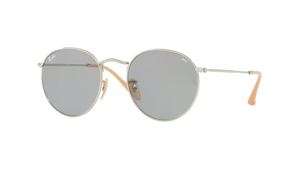 Ray-Ban Round Metal Sunglasses - Men's, Silver Frame, Blue 50 mm Lenses, RB3447-9065I5-50