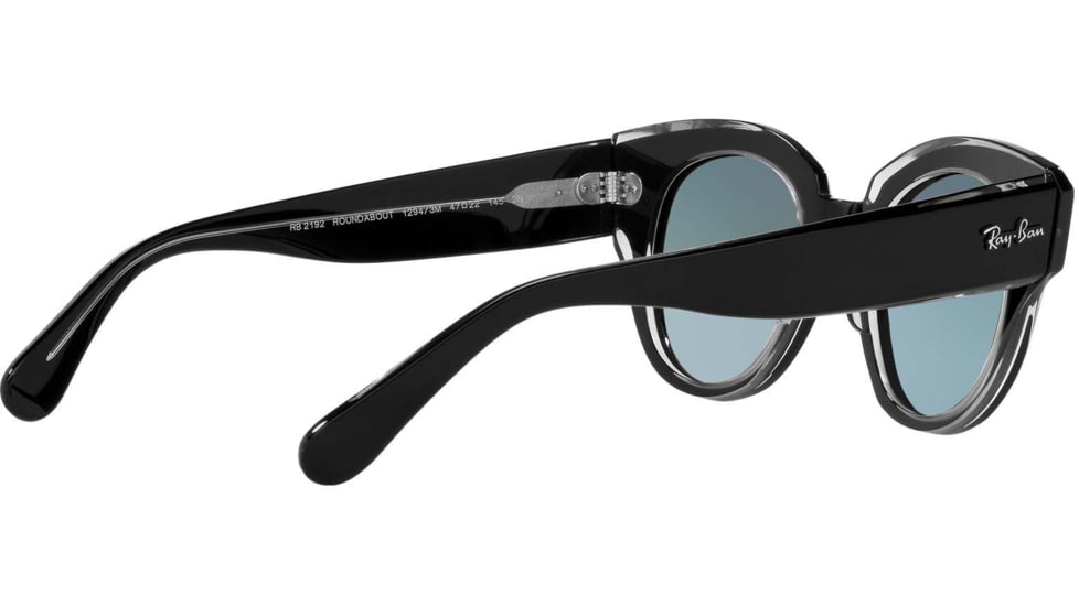 Ray-Ban Roundabout RB2192F Sunglasses, Black On Transparent, 47, RB2192F-12943M-47