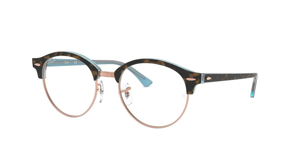 Ray-Ban RX4246V Progressive Prescription Eyeglasses, 49mm, Top Havana On Light Blue, RX4246V-5885-49-PRO