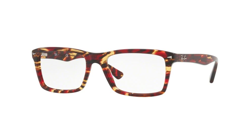 Ray-Ban RX5287 Progressive Prescription Eyeglasses 5710-54 - Spotted Red/brown Yellow Frame