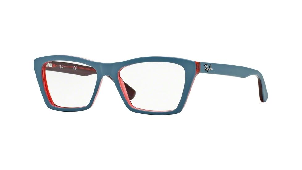 Ray-Ban RX5316 Progressive Prescription Eyeglasses 5388-51 - Top Matte Oil On Trasp Red Frame