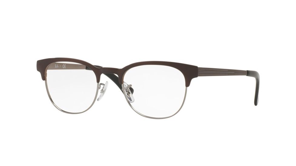 Ray-Ban RX6317 Eyeglass Frames 2862-49 - Gunmetal On Top Brushed Brown Frame