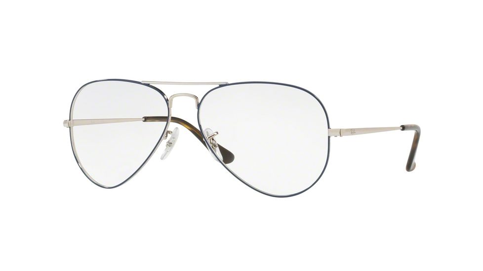 Ray-Ban RX6489 Eyeglass Frames 2970-58 - Silver On Top Blue Frame