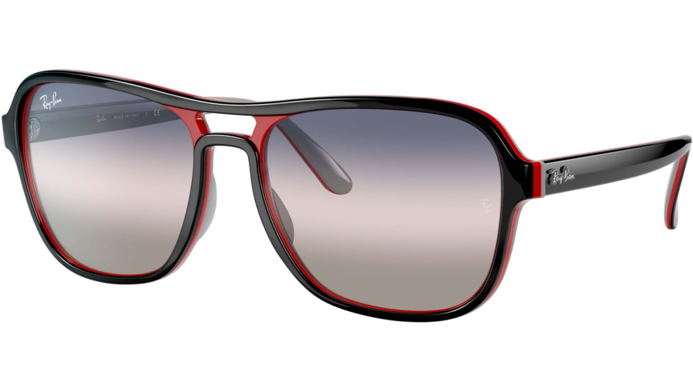 Ray-Ban State Side RB4356 Sunglasses, Black Red Light Gray, 58, RB4356-6549GE-58