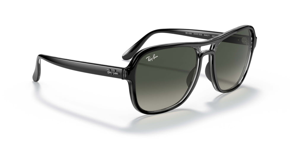 Ray-Ban State Side RB4356 Sunglasses, Grey Gradient Lenses, Black Transparent Black, 58, RB4356-654571-58