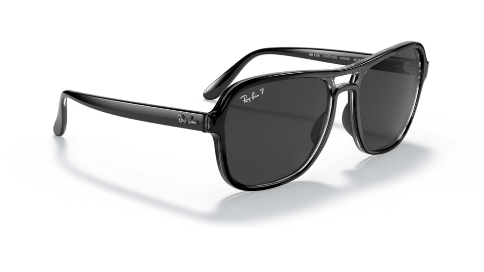 Ray-Ban State Side RB4356 Sunglasses, Polarized Black Lenses, Black Transparent Black, 58, RB4356-654548-58