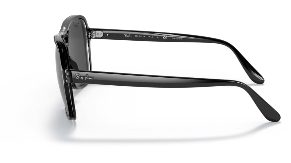 Ray-Ban State Side RB4356 Sunglasses, Polarized Black Lenses, Black Transparent Black, 58, RB4356-654548-58