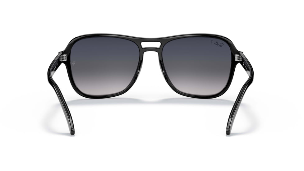 Ray-Ban State Side RB4356 Sunglasses, Polarized Blue Gradient Lenses, Black Transparent Black, 58, RB4356-654578-58