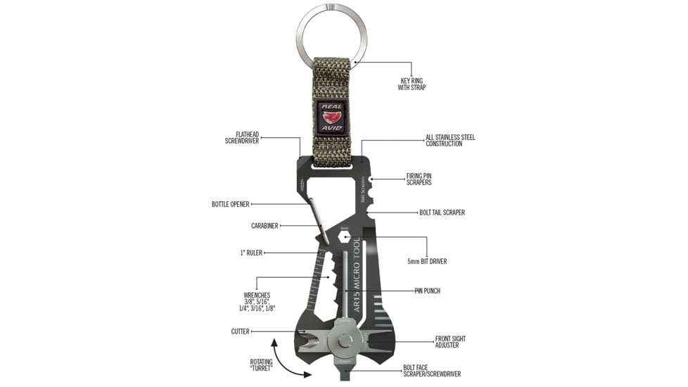 Real Avid 18-IN-1 Carry Multi Tool Micro Tool - AR15 AVMICROAR15