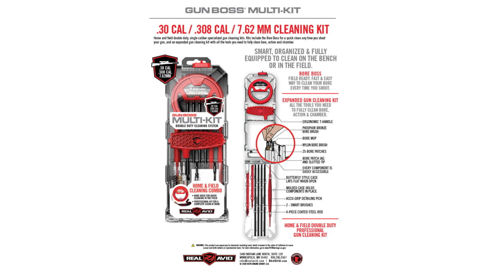 Real Avid Gun Boss Cleaning Multi-Kit, .30cal/.308cal/7.62mm, AVGBMK308