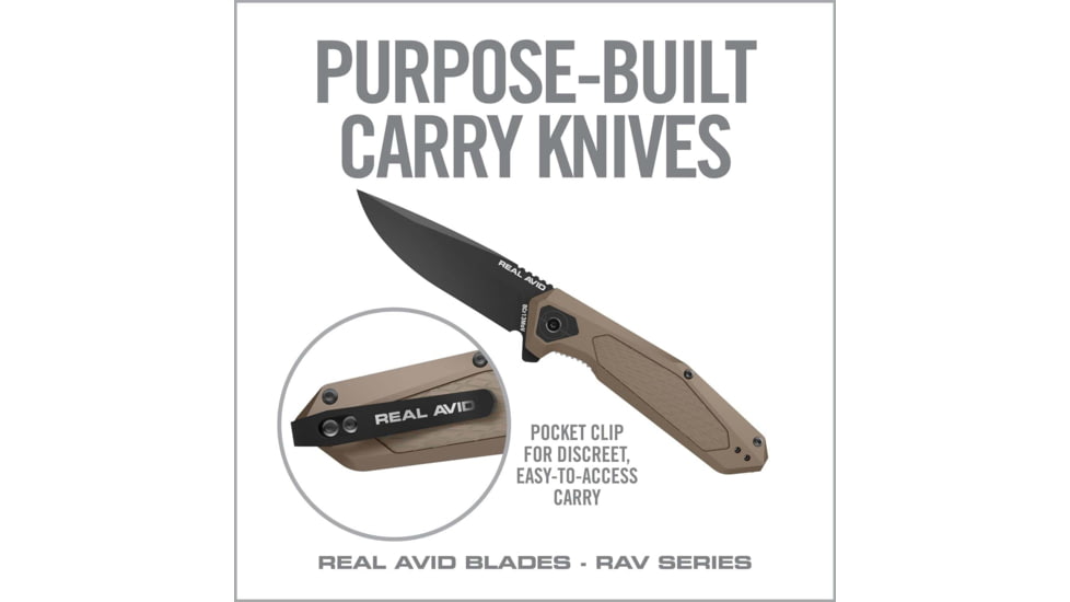 Real Avid Rav-3 Assisted Opening Folding Knife, 3.25 in Blade, Stainless Steel, AVRAV3