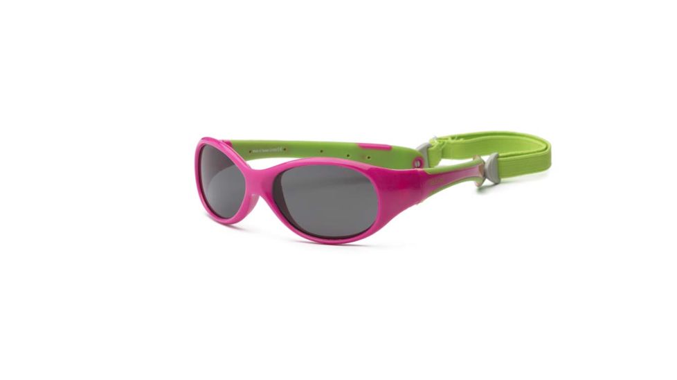 Real Kids Shades Cherry Pink/Lime Green Double Injection Flex Fit Removable Band Frame with PC Smoke Lens 4+, Girls 4EXPCPLM