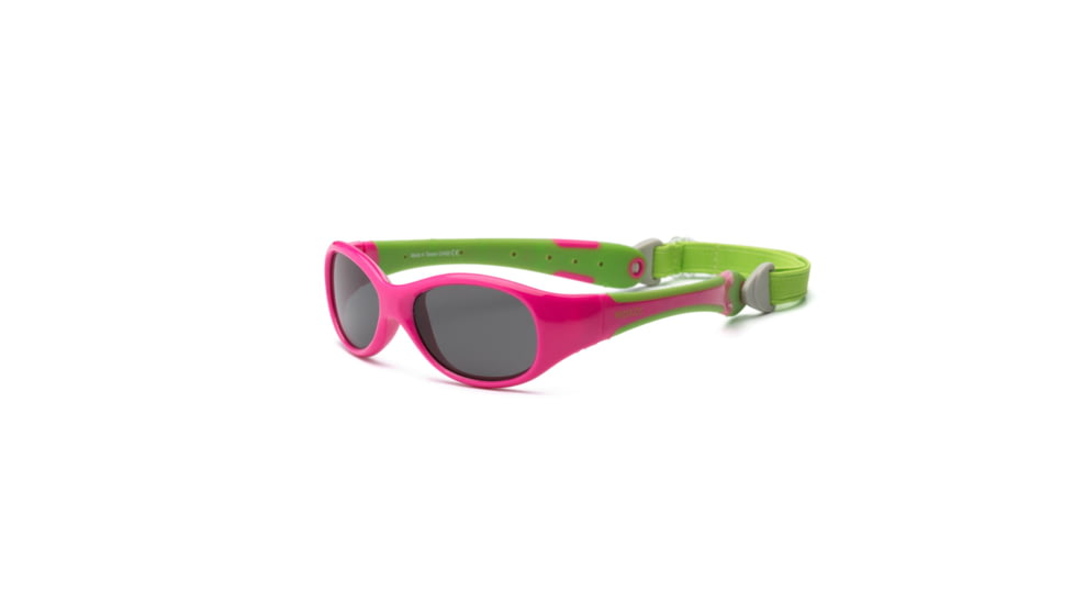 Real Kids Shades Girl's Unbreakable Explorer Sunglasses, Cherry Pink/Lime Green Frame with Polarized Smoke , Baby 0EXPCPLMP2