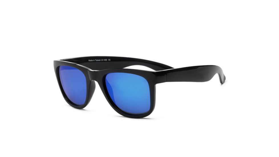 Real Kids Shades Unbreakable Waverunner FlexFit Sunglasses, Black Frame with Blue Revo Lens, Young Adult 10WAVBKBLR