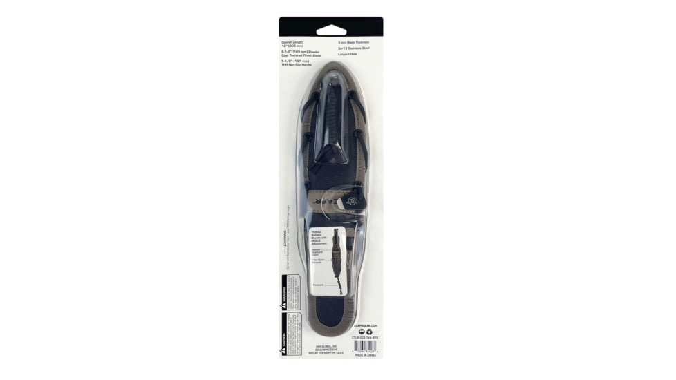 Reapr Versa Spear Dagger Fixed Blade Knife, 6.5in, 3Cr13 Stainless Steel, Black, Black, CTLR-022-TAN-RPR