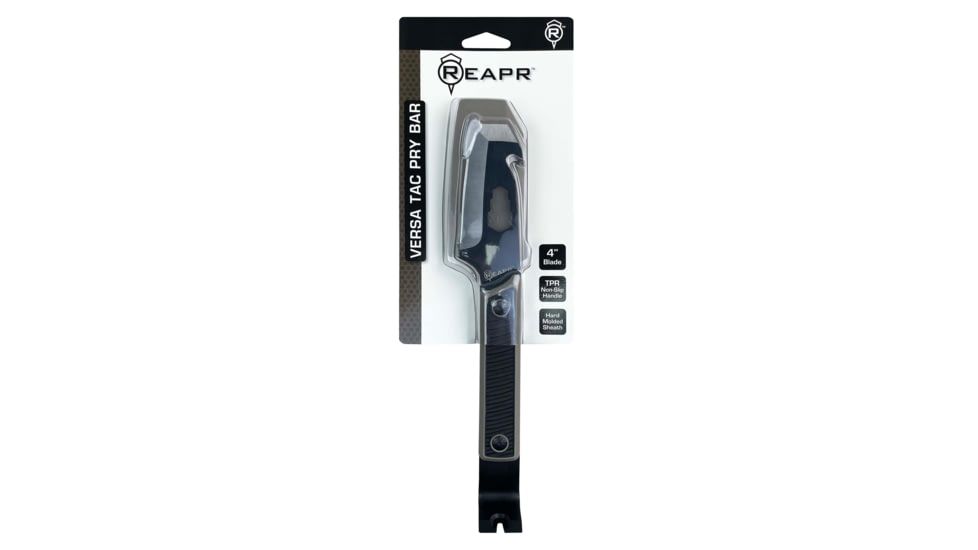 Reapr Versa Tac Pry Bar Fixed Blade Knife, 4in, 3Cr13 Stainless Steel, Black, Black, CTLR-024-TAN-RPR