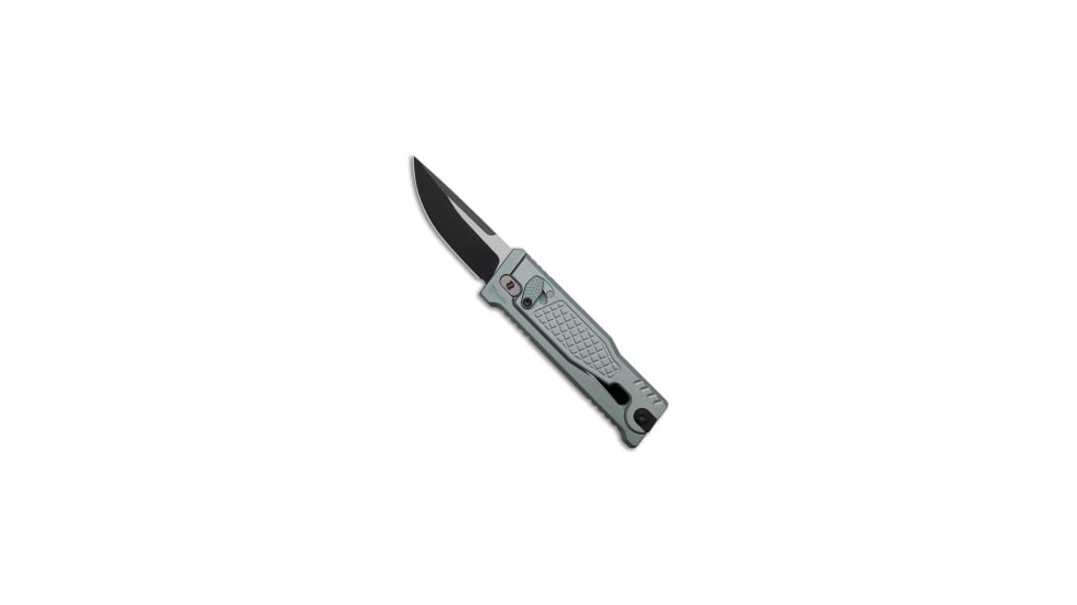 Reate Knives Reate EXO Mini Drop Point Gravity Knife Gray Frag Aluminum 2.6&quot; PVD Elmax, Gray, Elmax, adult, BHQ-223213