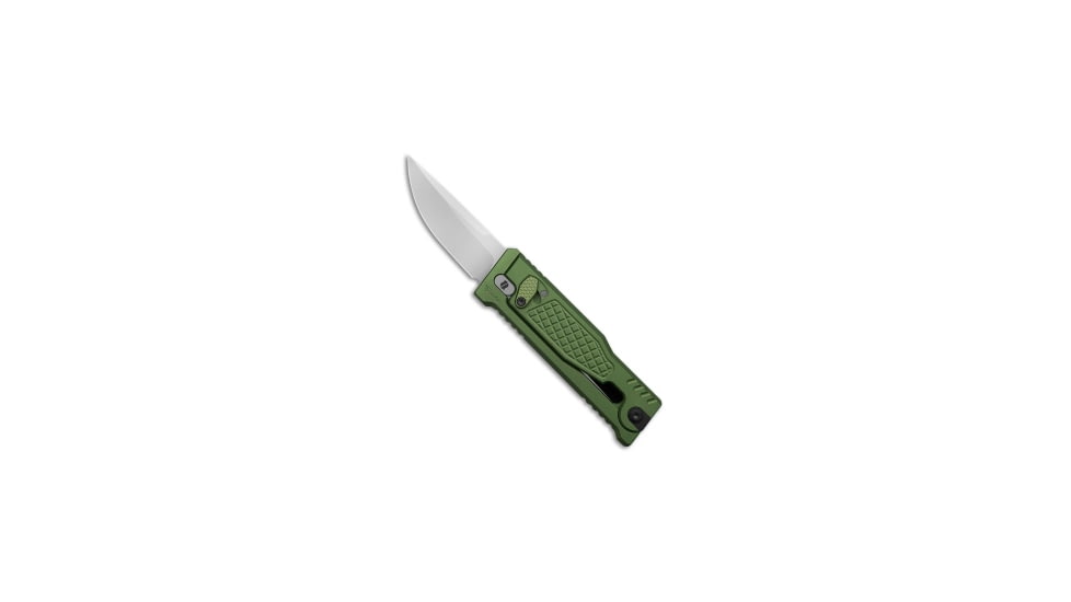Reate Knives Reate EXO Mini Drop Point Gravity Knife Green Frag Aluminum 2.6&quot; Satin, Green, Elmax, adult, BHQ-223215