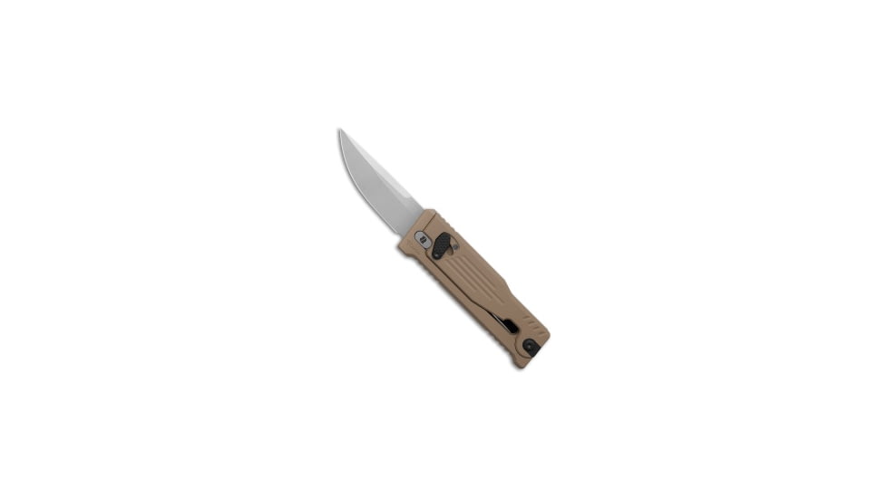 Reate Knives Reate EXO Mini Drop Point Gravity Knife Tan Aluminum 2.6&quot; Satin Nitro-V, Tan, Nitro-V, adult, BHQ-220774