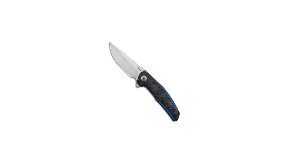 Reate Knives Reate J.A.C.K. Integral Knife Blue Titanium/Marble Carbon Fiber 3.94&quot; Satin, Black, Bohler M390, adult, BHQ-87832