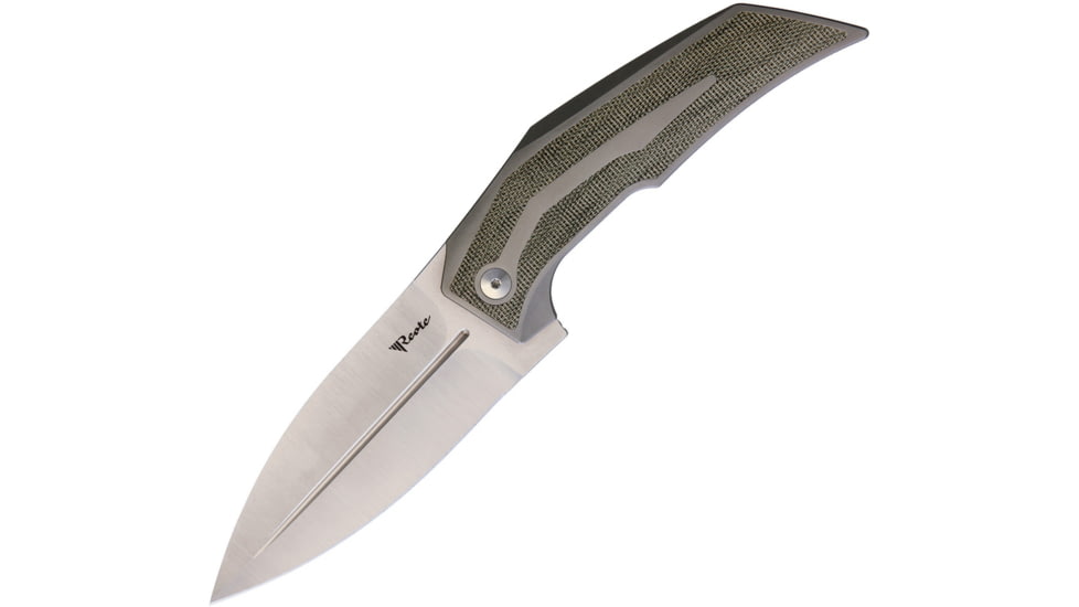 Reate Knives T4000 Framelock Folding Knife, 4 stonewash and satin finish Bohler M390 stainles, Bead blast finish titanium handle with green micar, REA064 T4000 GREEN MICARTA