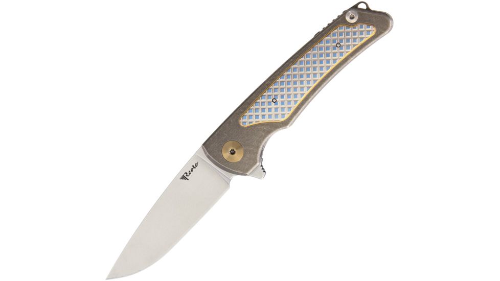 Reate Knives Wave Titanium Framelock Folding Knife,3.25in,Bohler M390 Steel,Stonewash,Stonewash Titanium Handle REAWAVE