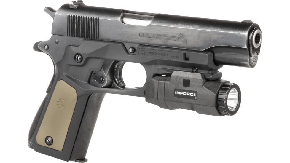 Recover Tactical 1911 Grips with Integrated Rail Adapter and Changeable Panels, Black w/ FDE &amp; Black, CC3P-0102