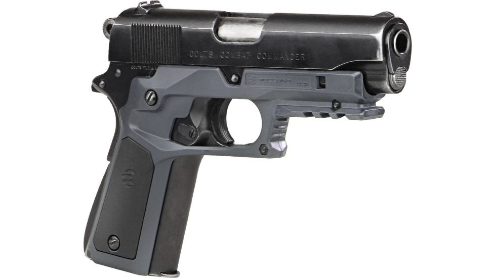 Recover Tactical 1911 Grips with Integrated Rail Adapter and Changeable Panels, Phantom Gray Frame with Black and Phantom Gray Panels, CC3P-0401