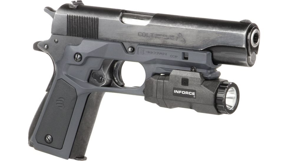 Recover Tactical 1911 Grips with Integrated Rail Adapter and Changeable Panels, Phantom Gray Frame with Black and Phantom Gray Panels, CC3P-0401