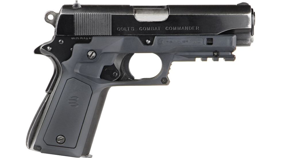 Recover Tactical 1911 Grips with Integrated Rail Adapter and Changeable Panels, Phantom Gray Frame with Black and Phantom Gray Panels, CC3P-0401