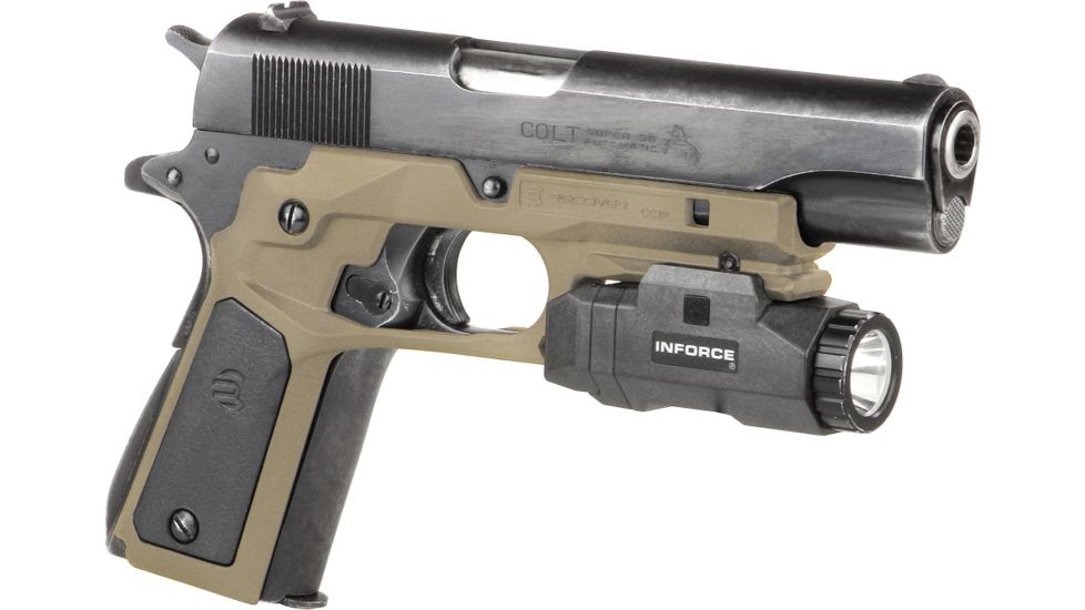 Recover Tactical 1911 Grips with Integrated Rail Adapter and Changeable Panels, FDE w/ FDE &amp; Black, CC3P-0201
